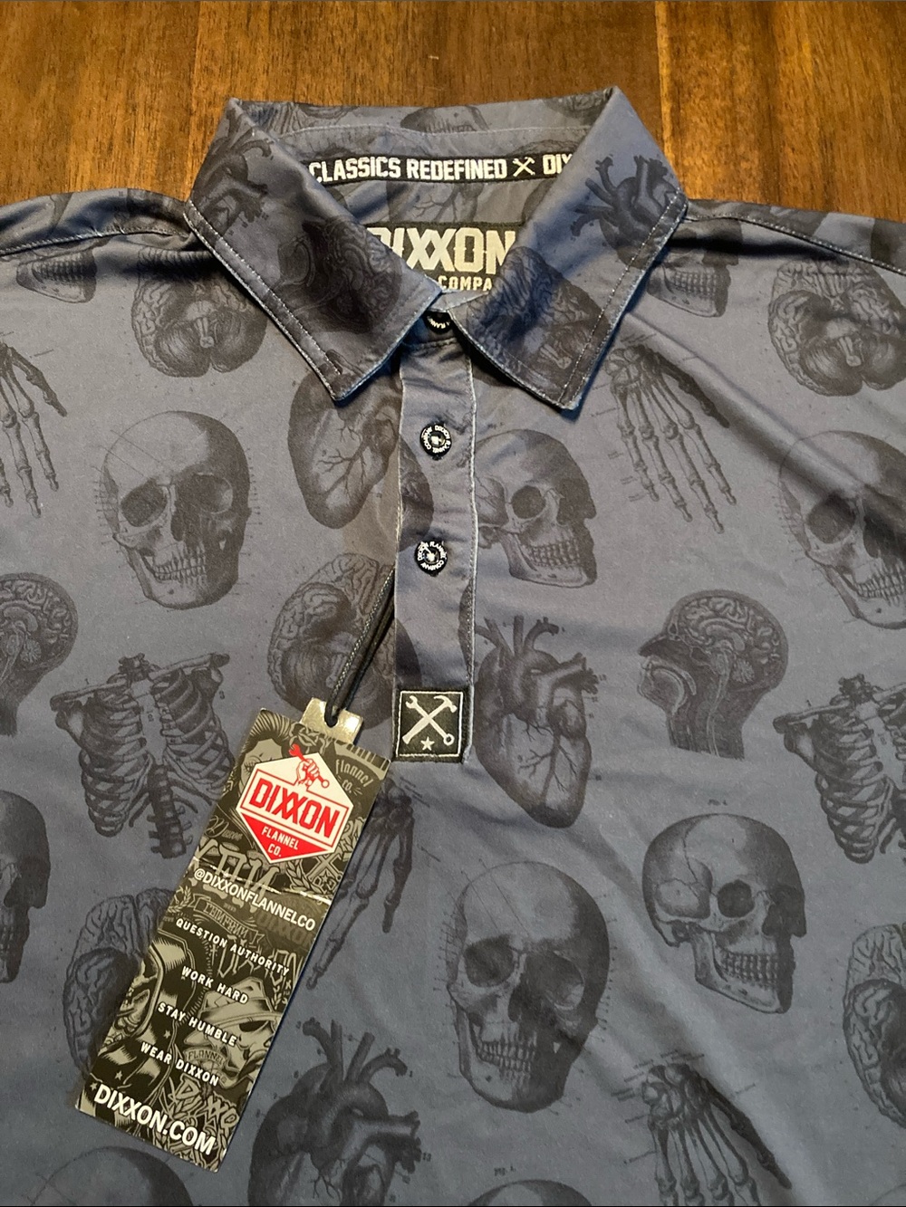 Dixxon Flannel Co Men's Gray Skull & Anatomy Print polo Shirt